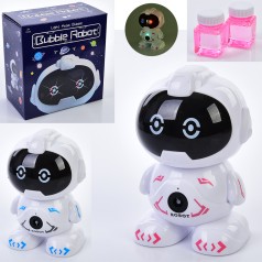 Робот 16см, пускає мильні бульбашки, 2 запаски, музика, світло, 2 кольори, на бат-ці, в кор-ці, 21-20-11,5см 