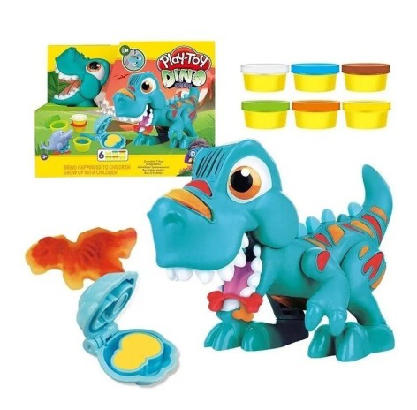Тесто для лепки с динозавром, 6 цветов.