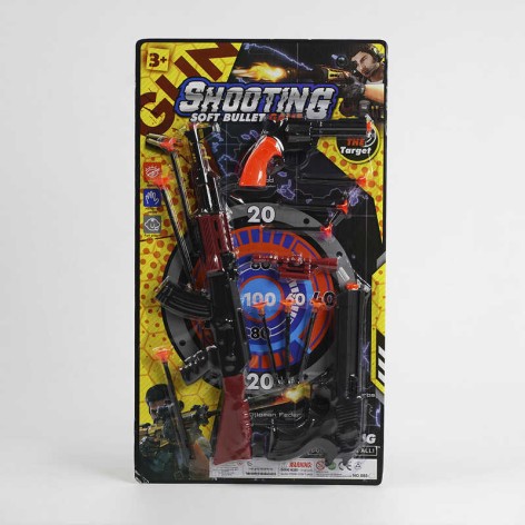 Военный набор 3 вида оружия, патроны на присоске, аксессуары, на листе /88-2/