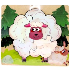 Деревянная игрушка пазлы-вкладки "Животные" (ОВЕЧКА)