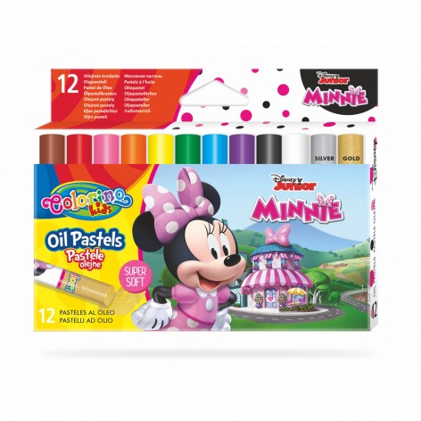 Олівці пастельні масляні 12 кольорів, у пластиковому контейнері Colorino/Minnie