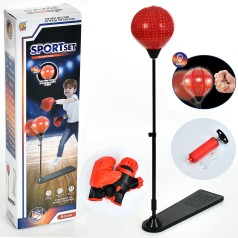 Боксерський набір на стійці (103см), груша 20см, 2 рукавички, насос, світло, на бат-ці (табл), в кор-ці, 16-52,5-9см 