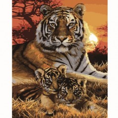 Набір для розпису по номерах VA-2699 "Тигриця зі своїми дітьми", розміром 40х50 см