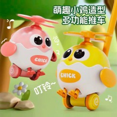 Каталка на палці 60см, вертоліт-курча 18см, звук, рухливі деталі, 2 кольори, у п/е, 19-20-14см 