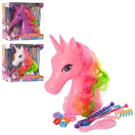 Лялька єдиноріг, голова для зачісок, 23см, аксесуари, 3види, кор., 30-27-10см. 