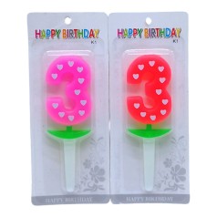 Свічка-цифра неон із серцем 