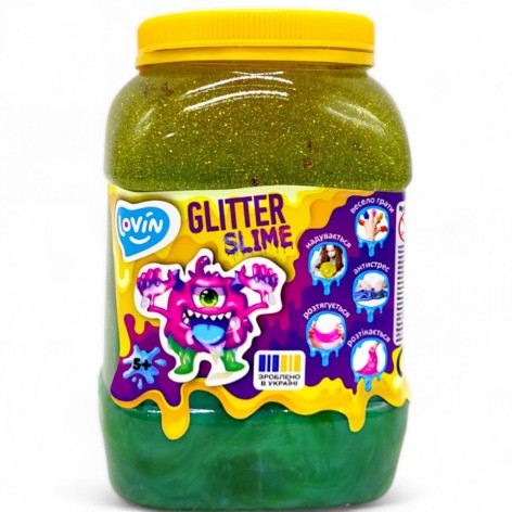 Слайм-антистресс "Lovin: Big slime", 1150 мл, зеленый перламутр+золотистый