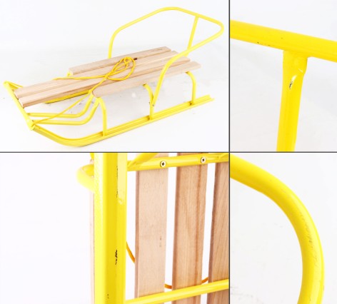 УЦЕНКА 20% Санки СД-6 ЖЕЛТЫЕ (4 продольные планки с подножкой)