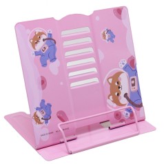 Подставка для книг металлическая Зверюшки в космосе розовая