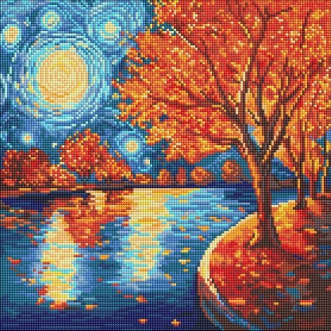 Алмазная мозаика - "Осенняя ночь" ©art_selena_ua, 40х40см