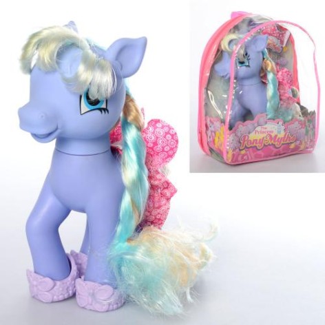 Конячка Little Pony, 21 см, гребінець, шпильки, в рюкзаку, 19-23-8 см