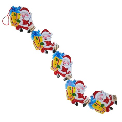Пенопластовая гирлянда с блестками Праздничный Санта Клаус 78 см