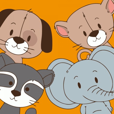 Картина по номерам "Четверка друзей" 20х20 см