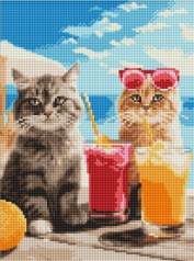 Набор с алмазной мозаикой Ideyka Котики на отдыхе 30х40 см AMO8145