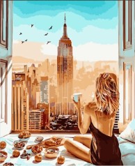 Набір для розпису по номерах Ранок у Нью-Йорк Strateg розміром 40х50 см (HH034)