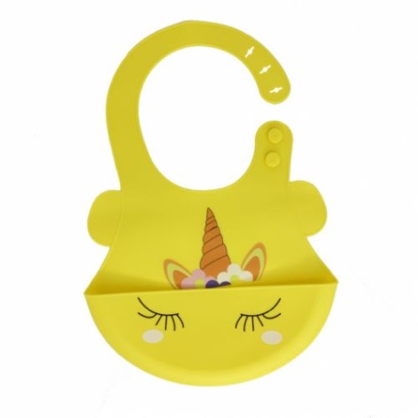 Слюнявчик силіконовий "Єдиноріжка", жовтий