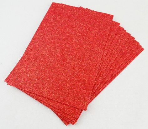 Фоамиран для творчества с глиттером 20*30 см, EVA, Флексика, 1,8 мм. 10 листов в ОРР: красный