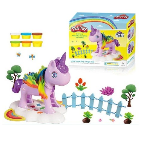 Тесто для лепки с пони, 6 цветов.