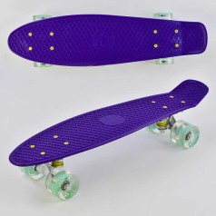 Скейт Пенни борд Best Board, фиолетовый, доска=55 см, колеса PU со светом, диаметр 6 см