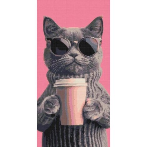 Алмазная мозаика "Котячий вайб" 40х80 см