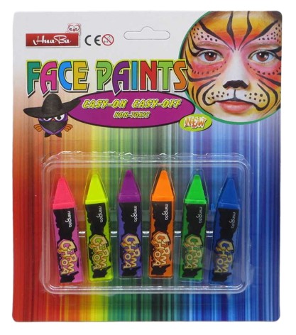 Фарба-олівець для гриму неон 6кол.(12*24)