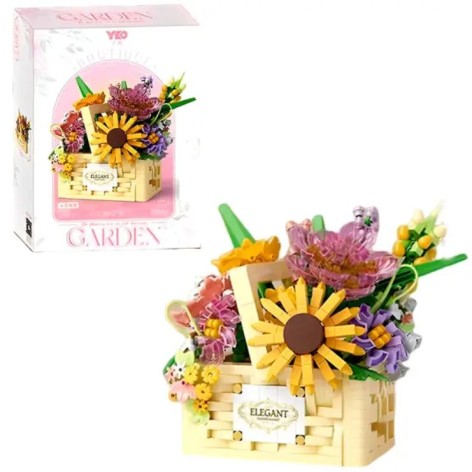 Конструктор "Корзина с цветами", с подсветкой, 1263 деталей