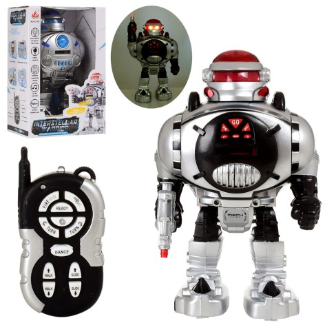 Робот д/в-ИК, 30см, стреляет дисками, зв, св, ходит, ездит, 2кол, на бат, в кор, 21,5-33-16см 