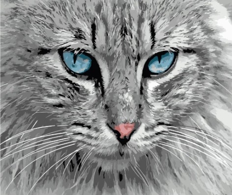 Набір для розпису по номерах Погляд котика Strateg розміром 40х50 см (DY082)