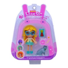 Лялька Little girl 9 см, з тваринкою (жовта)