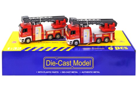 Пожарная машина игрушечная металлическая, озвученная, со светом 6 шт. в коробке 55*23*11 см