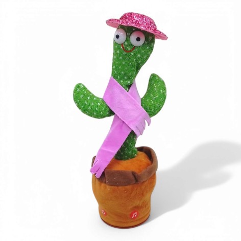 Інтерактивна іграшка "Танцюючий Кактус", повторюшка, акумулятор (рожевий)