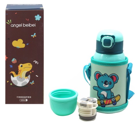 Термос-поильник Angel Beibei с чехлом "Коала" 500 мл бирюзовый (№0317)