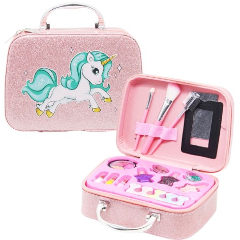 Набір косметики в валізі "Єдиноріг" (персиковий)