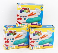 УЦЕНКА 30% Стоматолог 3 цвета теста, медицинские принадлежности, бормашина от батареек, формочки, в кор. 