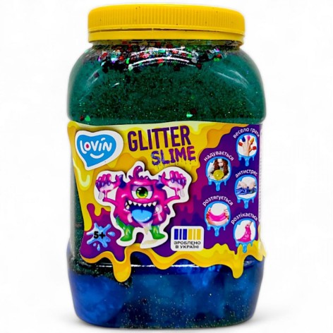 Слайм-антистресс "Lovin: Big slime", 1150 мл, синий перламутр+темно-зеленый