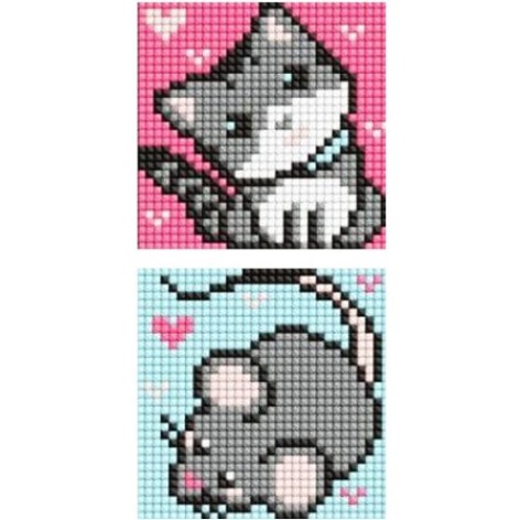 Набір з алмазною мозаїкою на самоклеючій основі "Сірі друзі" 9x9 см