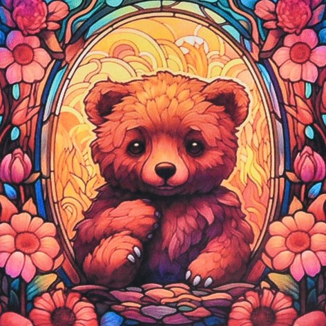 Алмазна мозаїка (не повна викладка) "Ведмедик" 30х30 см