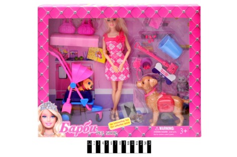 Кукла Барби с собачками и аксессуары, в коробке 40*32,5*6 см