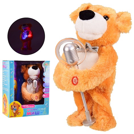 Интерактивное животное медведь, поет и танцует, свет, в коробке 27*15*35 см, 32 см