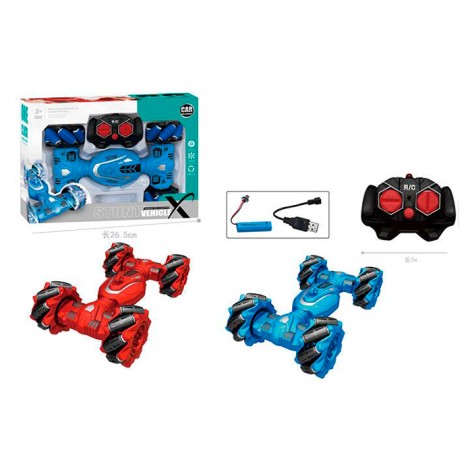 Р/К машинка, акум, 24см, колеса-ролики, трюковая, светло, USB зарядное, 2 цвета, в кор-ке, 26,5-20-7,5см 