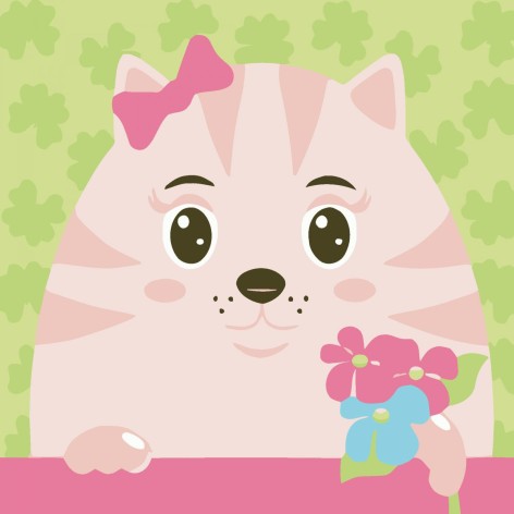 Картина по номерам "Котенок с цветками" 20х20 см