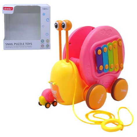 Каталка-ксилофон "Равлик", запускалка, шестерні (рожевий)