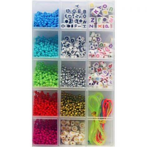Бисер с набором (бусины, подвески) в коробке T020-A р.18,5*10см