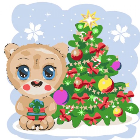 Набор для росписи по номерам Медведик Strateg размером 30х30 см (ES225)