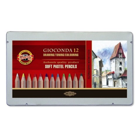 Пастельные каранд. GIOCONDA 8827, 12 цв., мет. уп.