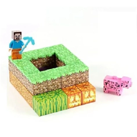 Конструктор магнитный "Майнкрафт/Minecraft" 35 элементов, фигурки героев, в коробке
