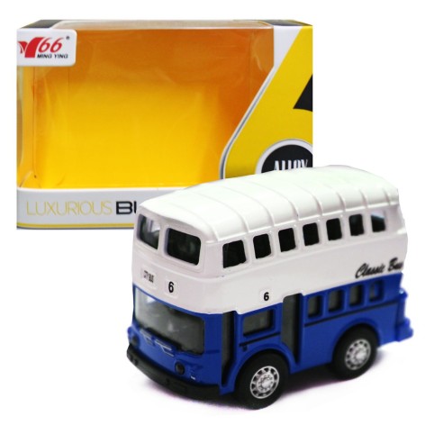 Металевий інерційний двоярусний автобус синій