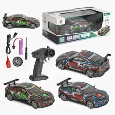 Радіокерована машинка акумулятор 3.7 V пульт 2.4 GHz змінні колеса гумові шини підсвічування 2 кольори