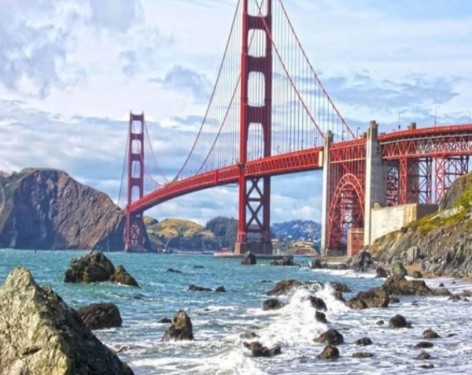 Набор для творчества алмазная картина Мост Золотые Ворота Strateg размером 30х40 см (HEG86113)