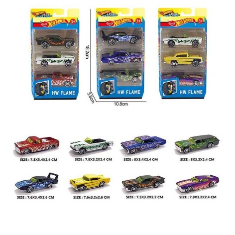 Набір машин 3 види, довжина 7.5 см, масштаб 1:64, металопластикові, в кор, мікс видів 